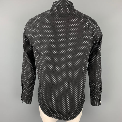 RALPH LAUREN Purple Label Size L Black & White Dots Cotton Button Up Long Sleeve Shirt