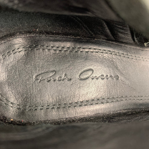 RICK OWENS Talla 10 Botas de cuña con punta abierta de cuero negro