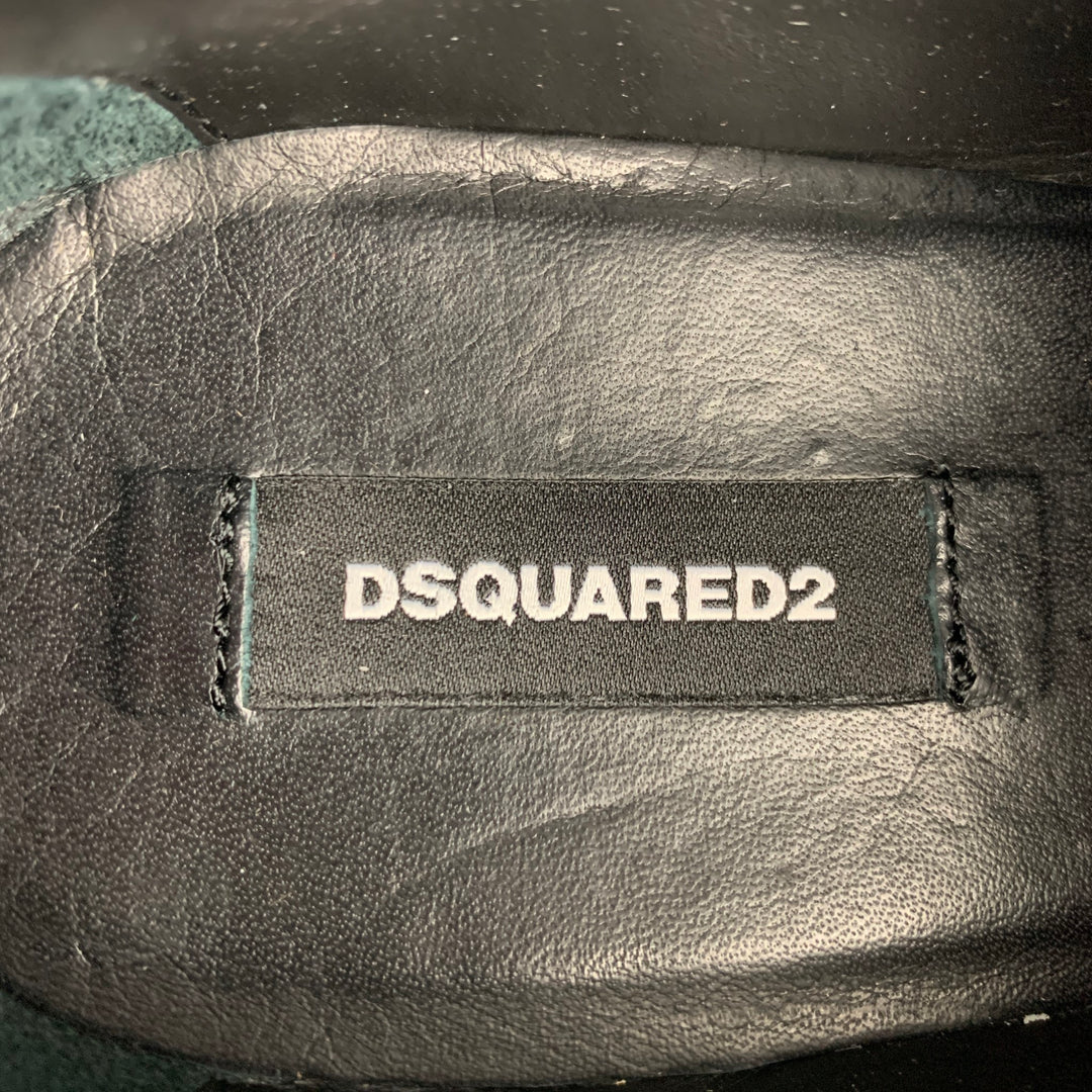 DSQUARED2 Worlds End Size 9 Black Leather Studded Lace Up Shoes