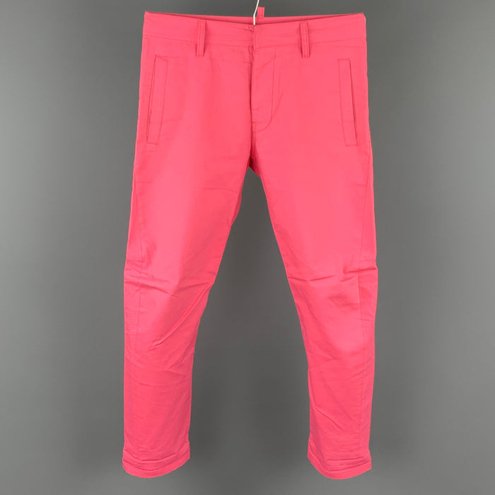 DSQUARED2 Talla 28 Pantalones casuales con bragueta de botones de algodón rosa