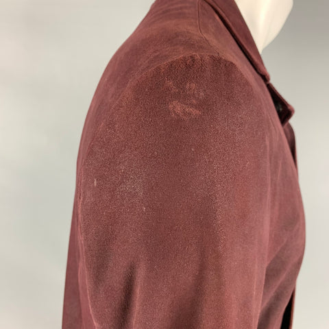 JOHN VARVATOS Size 38 Burgundy Suede Single breasted Jacket