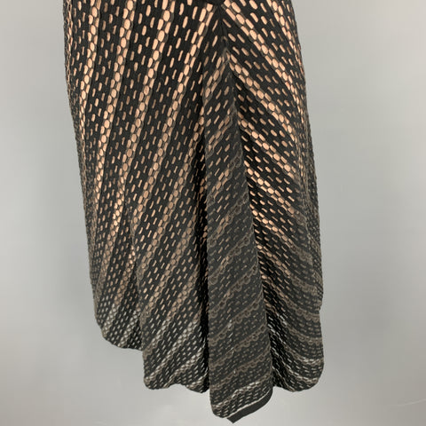 ESCADA Taille S Robe évasée sans manches en maille rayée noire