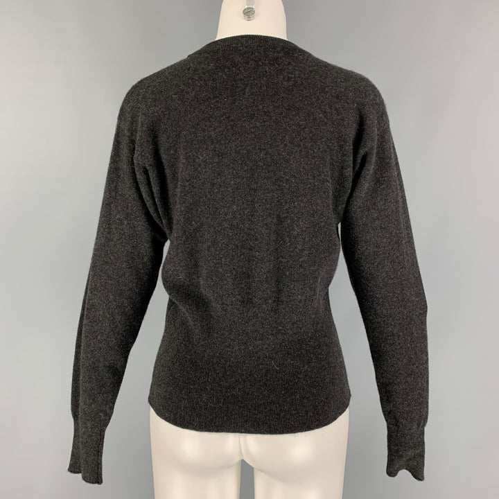 GLORIA SACHS Size M Charcoal Cashmere Crew-Neck Sweater