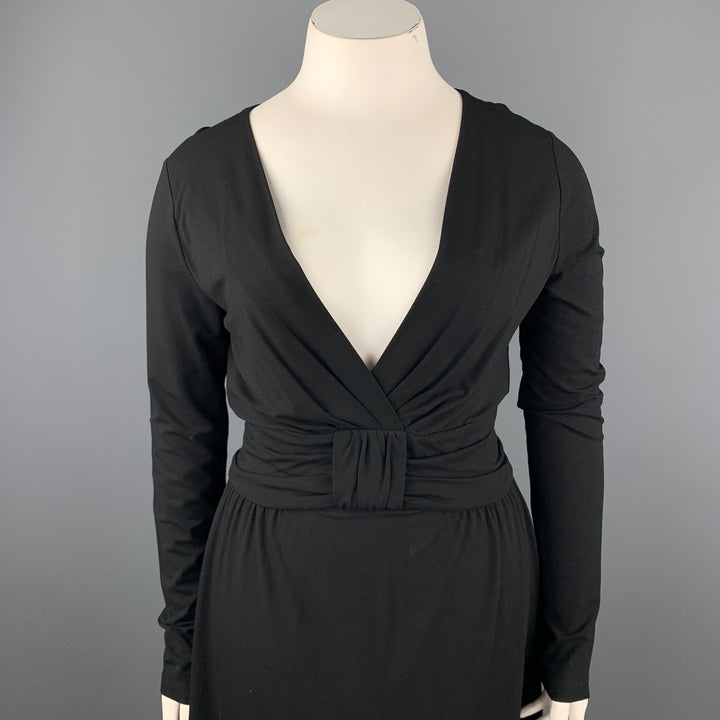 LOVE MOSCHINO Size 12 Black Viscose Long Sleeve Sheath Dress