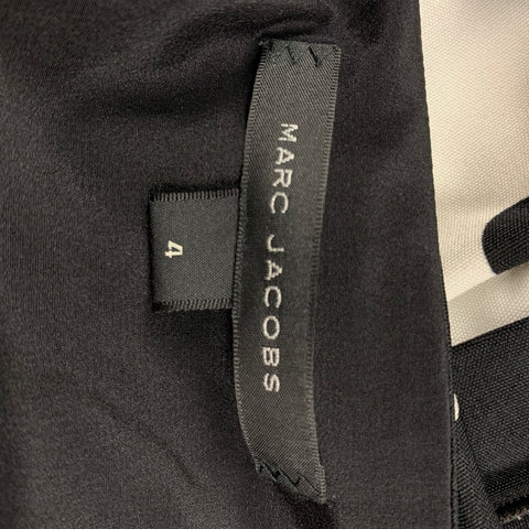 MARC JACOBS Talla 4 Vestido de manga larga con lunares de seda y rayón blanco y negro