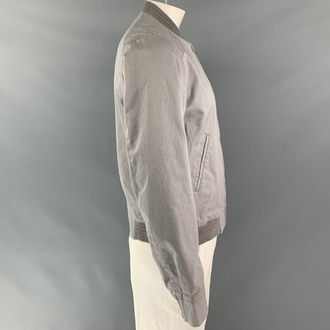 FUJITO Chest Size XL Grey Solid Cotton Bomber Jacket