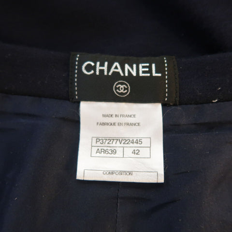 CHANEL Size 10 / FR 42 Navy Wool Jersey Wide Leg Silk Lined Pants