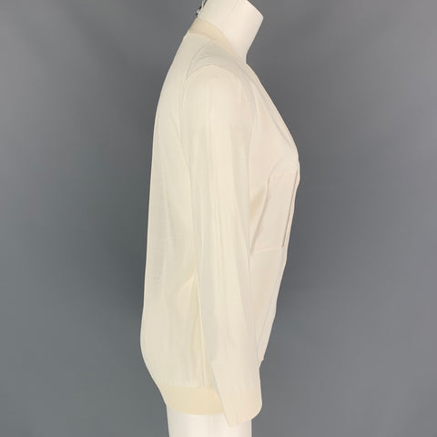 JIL SANDER Talla 4 Cárdigan de seda / algodón color crema