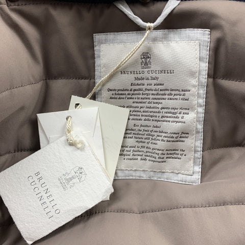 BRUNELLO CUCINELLI Size XL Navy Cashmere Zip Up Fur Collar Jacket