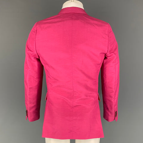 PAUL SMITH Taille 36 Manteau de sport à revers cranté en mélange de soie rose régulier