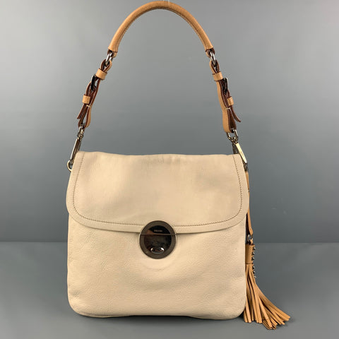 PRADA Sac à bandoulière en cuir crème avec pompon