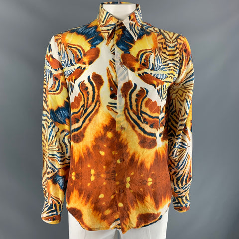 ROBERTO CAVALLI Size M Multi-Color Print Silk button down Long Sleeve Shirt