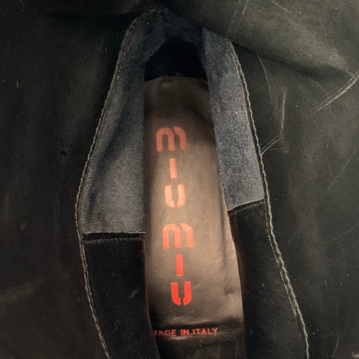 MIU MIU Size 11 Black Leather Harness Pull On Boots