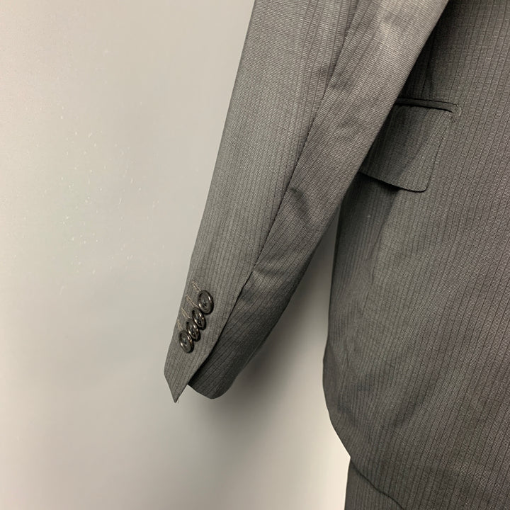 CORNELIANI Super 120's Size 38 Regular Charcoal Stripe Wool Notch Lapel Suit