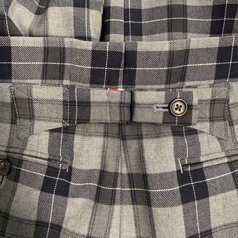 THOM BROWNE Taille 0 Pantalon habillé taille haute à carreaux en laine et polyester gris noir