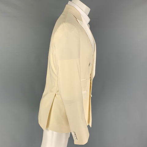 DAVID AUGUST Size 40 Cream Wool Double Breasted Sport Coat