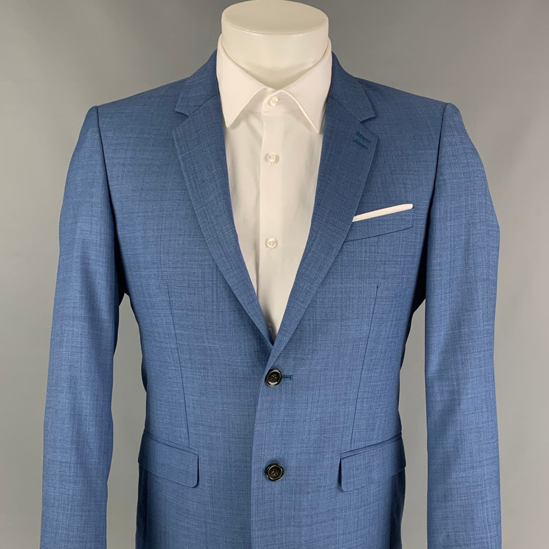 THE KOOPLES Chest Size 36 Blue Wool Notch Lapel Sport Coat