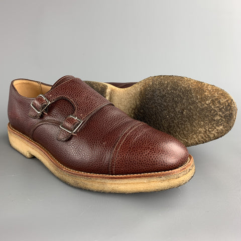 MARC MCNAIRY Size 10 Brown Leather Double Monk Strap Loafers