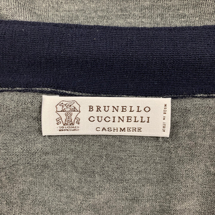 BRUNELLO CUCINELLI Taille M Gilet Boutonné Laine Cachemire Gris