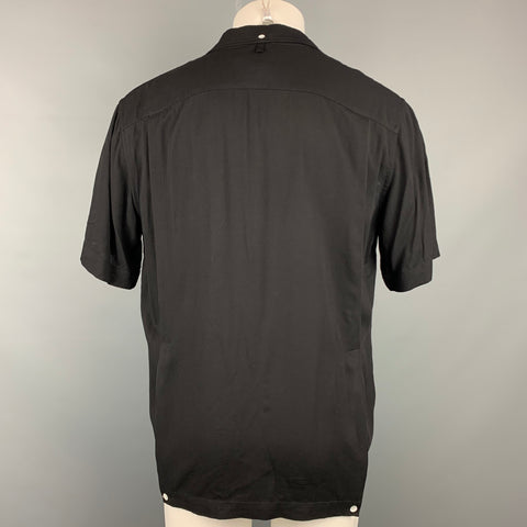 RAG & BONE Size M Black Viscose Camp Short Sleeve Shirt