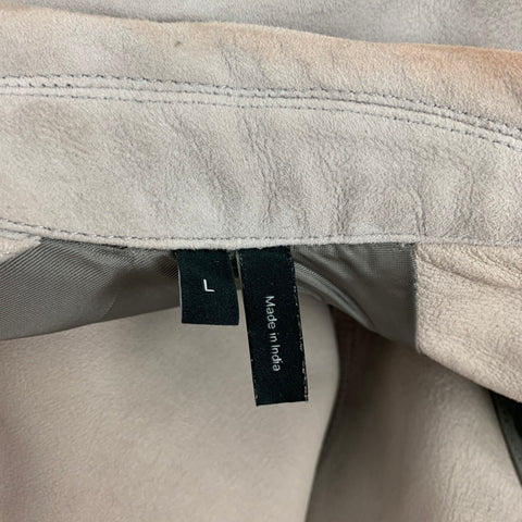 THEORY Size L Grey Light Grey Leather Snaps Jacket