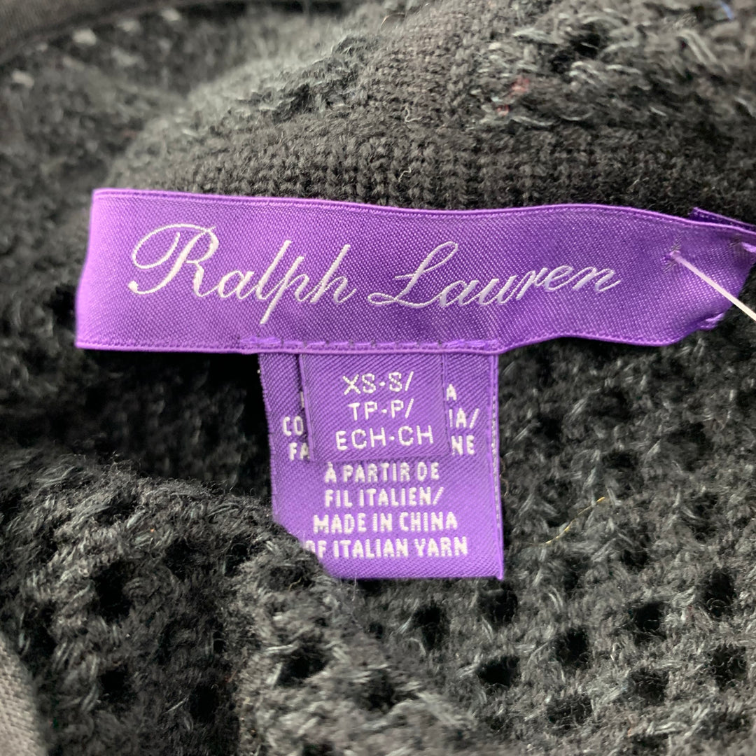 RALPH LAUREN Collection Size S Black Knit See Through Hooded Cape