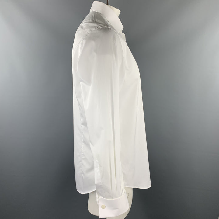 CARUSO pour UMAN Taille L Chemise à manches longues en coton blanc à manchette française