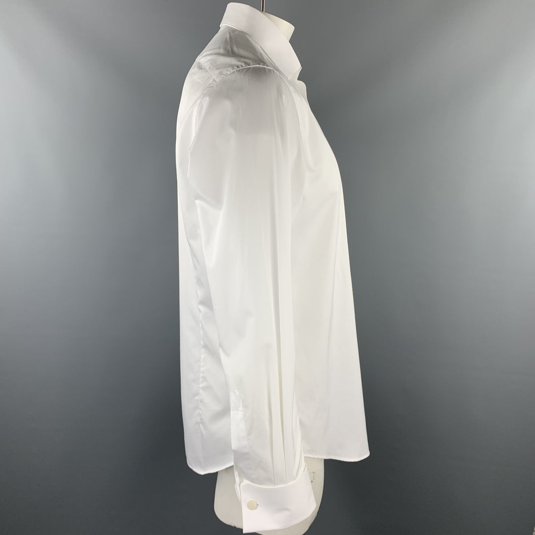 CARUSO pour UMAN Taille XL Chemise à manches longues en coton blanc à manchette française