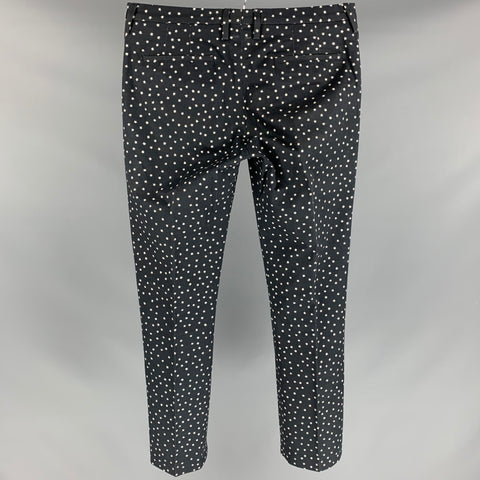 PAUL SMITH Size 32 Black & White Star Print Cotton Zip Fly Dress Pants