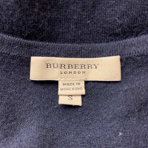 BURBERRY LONDON Size S Navy Cashmere V-Neck Pullover