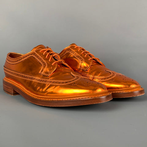 FLORSHEIM for DUCKIE BROWN Size 11 Copper Metallic Leather Wingtip Lace Up Shoes