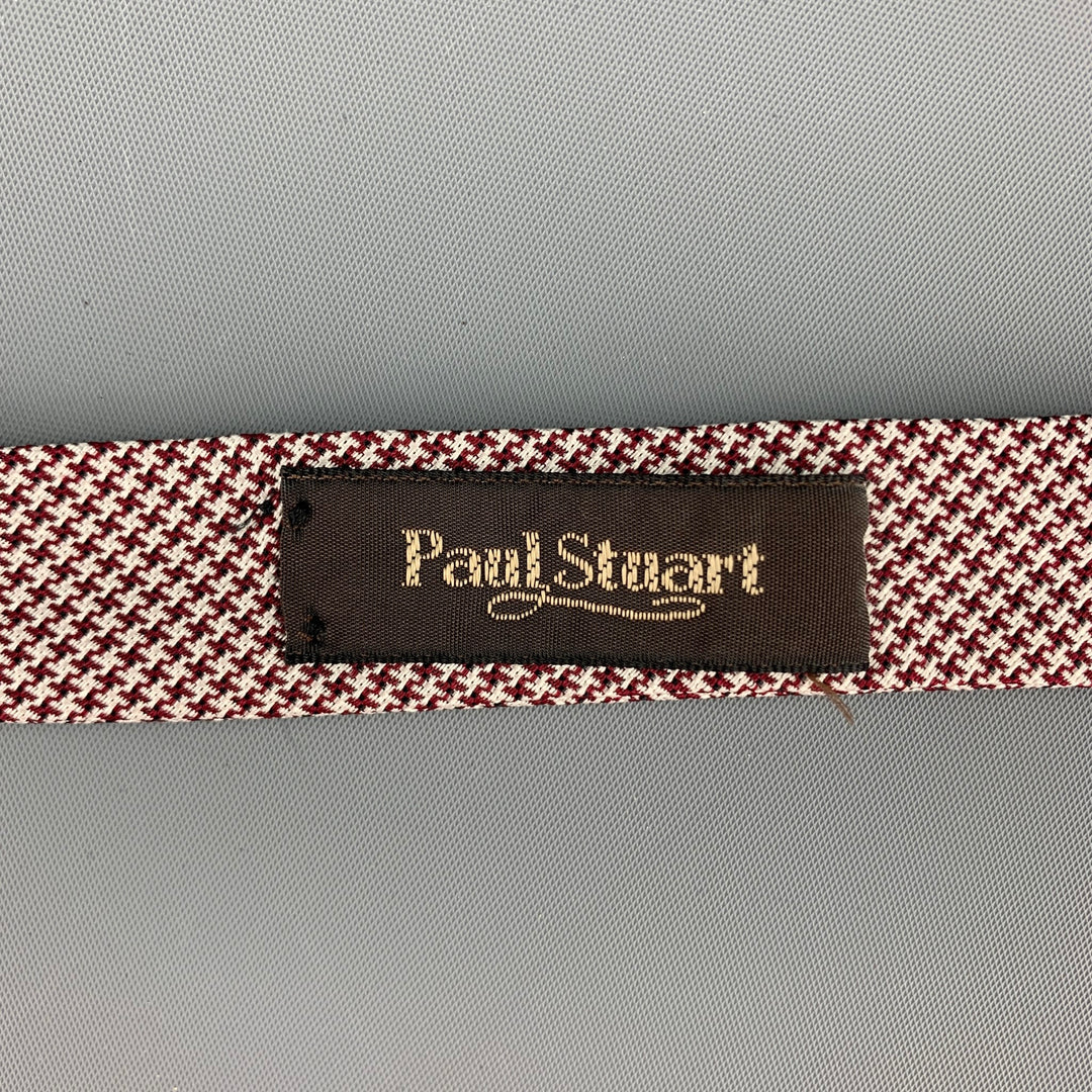 PAUL STUART Burgundy Houndstooth Silk Bow Tie