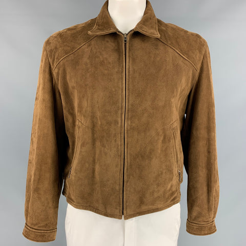 RRL by RALPH LAUREN Size L Brown Suede Zip Up Jacket