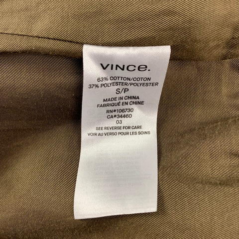 VINCE Chaqueta con cremallera de poliéster y algodón caqui talla S