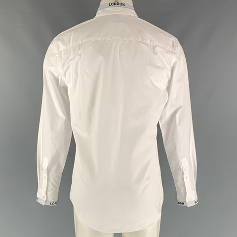 BURBERRY Size S White Solid Cotton Button Up  Long Sleeve Shirt