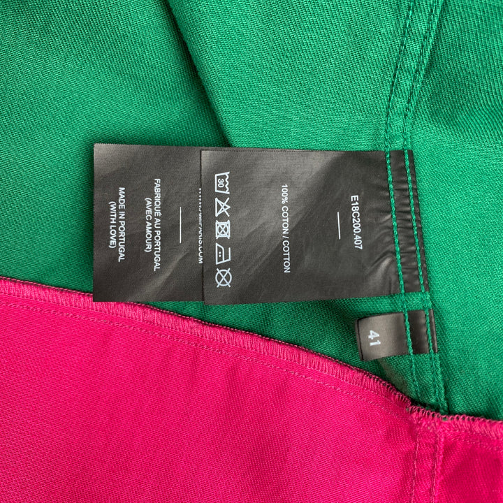 AMI by ALEXANDRE MATTIUSSI Size M Green & Pink Color Block Cotton Short Sleeve Shirt