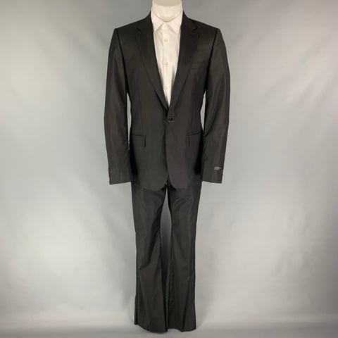 CALVIN KLEIN COLLECTION Size 38 Black Wool Notch Lapel Suit