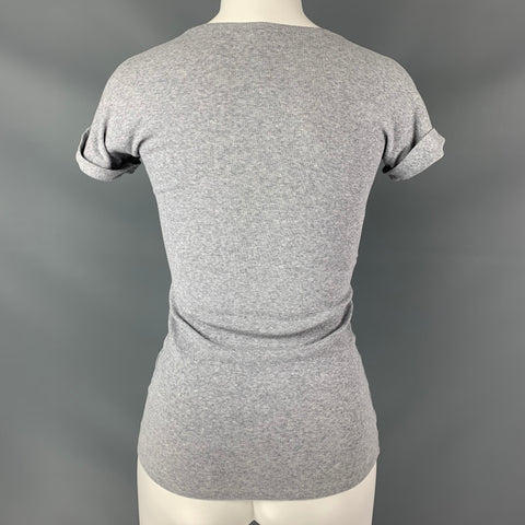BRUNELLO CUCINELLI Size S Grey Heather Ribbed Cotton Scoop Neck T-Shirt