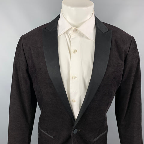 JOHN VARVATOS * U.S.A. Size 40 Brown & Black Corduroy Peak Lapel Luxe Sport Coat