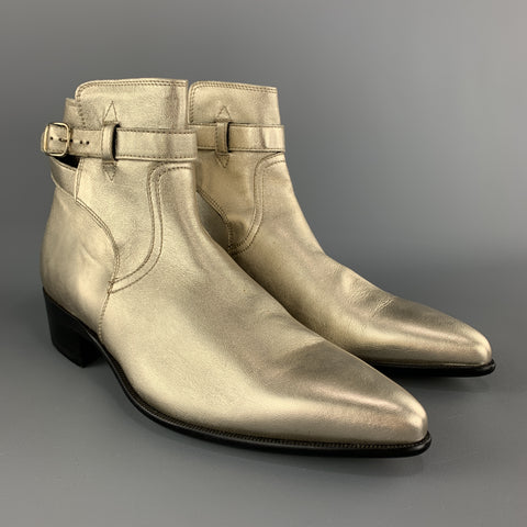 PAUL SMITH Size 9 Gold Metallic Leather Pointed DYLAN Ankle Boots