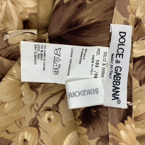 DOLCE & GABBANA Size 6 Beige Brown Silk Floral Pencil Skirt Set