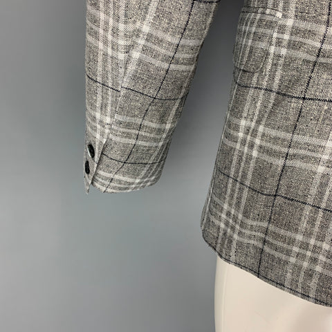 BLACK FLEECE Size 40 Light Grey Plaid Silk Blend Sport Coat