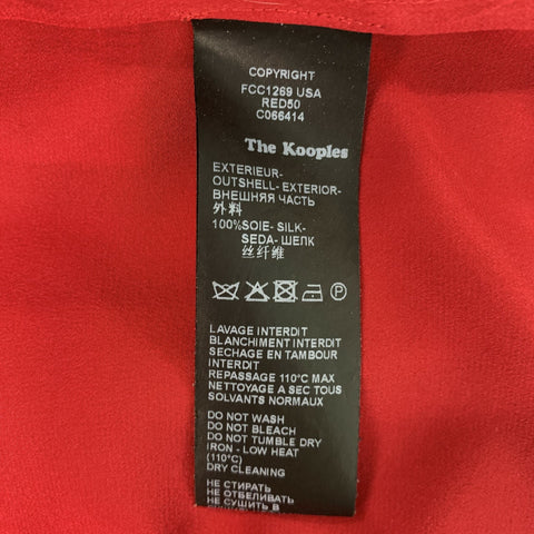 THE KOOPLES Size XXS Red Silk Solid Blouse