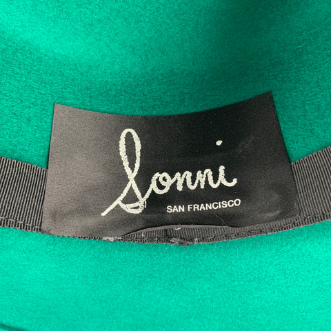 LONNI Green Black Ribbon Wool Hat
