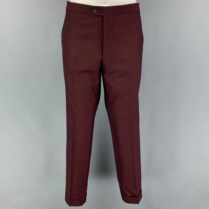 SUIT SUPPLY Size 36 Burgundy Wool Mohair Notch Lapel Suit