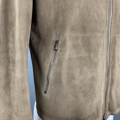 ARMANI COLLEZIONI Taille 42 Veste de moto zippée en daim uni marron