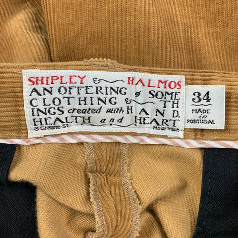 SHIPLEY and HALMOS Size 34 Mustard Corduroy Cotton Button Fly Casual Pants