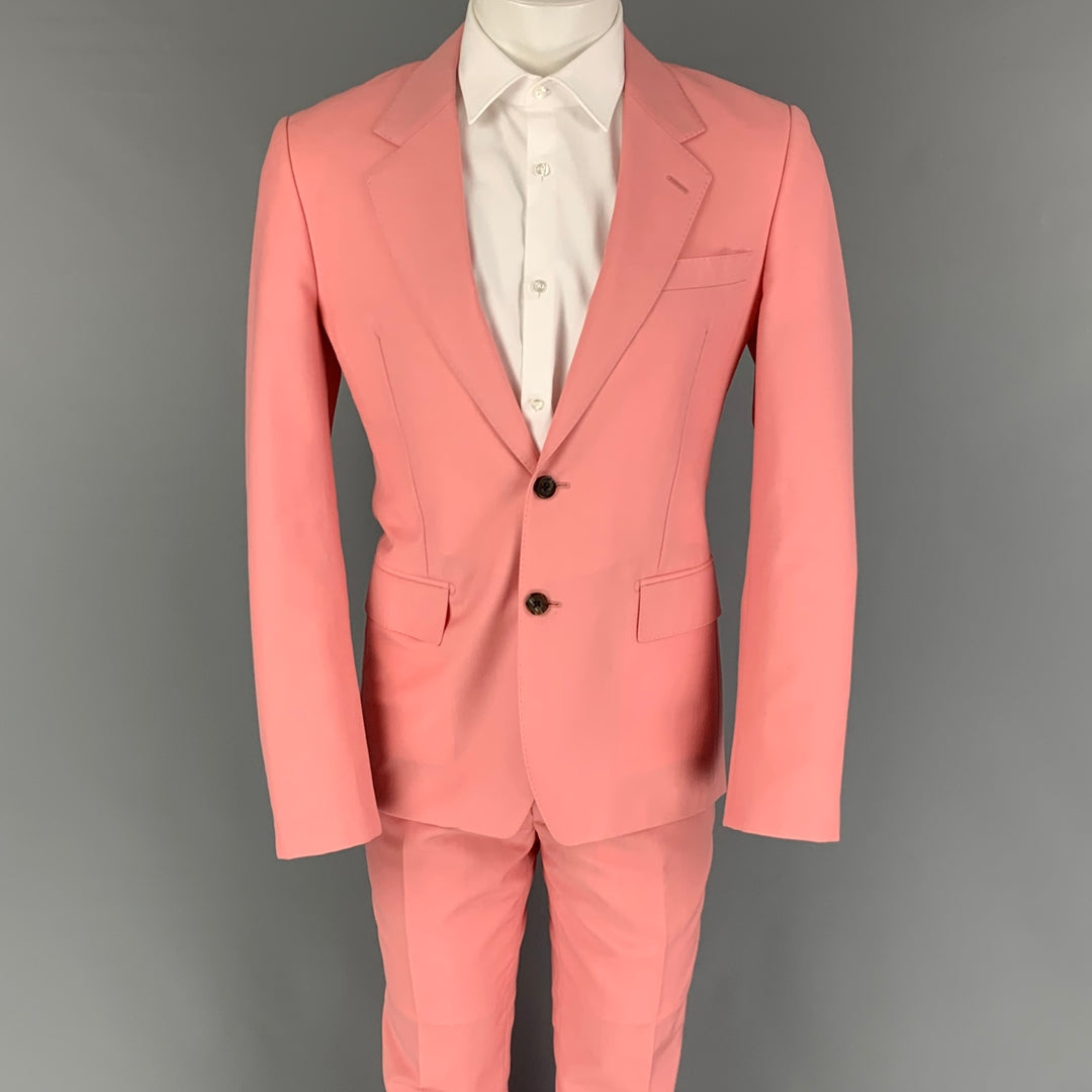 ALEXANDER MCQUEEN Size 38 Pink Wool Mohair Notch Lapel Suit