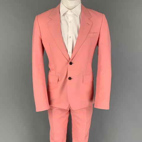 ALEXANDER MCQUEEN Talla 38 Traje de solapa de muesca de mohair de lana rosa