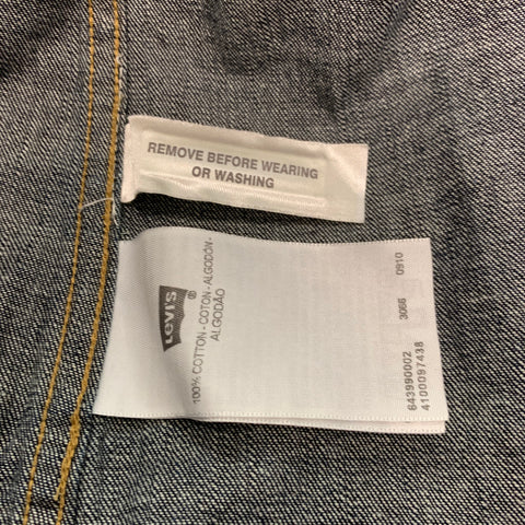LEVI STRAUSS Talla M Camisa occidental de manga larga de algodón con puntadas en contraste azul marino